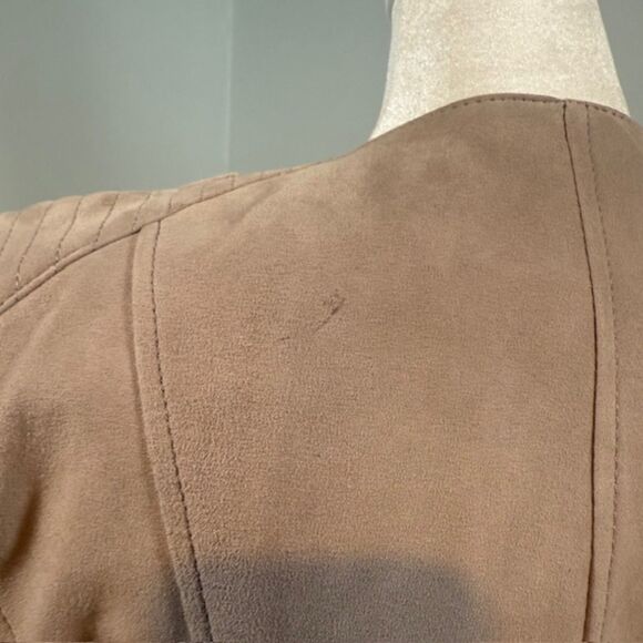 BCBG MaxAzria Cropped Goat Leather Moto Jacket Small Taupe Biker Y2K Streetwear - Picture 6 of 11